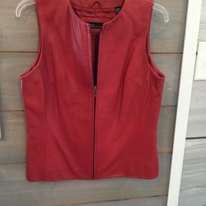 Red leather vest